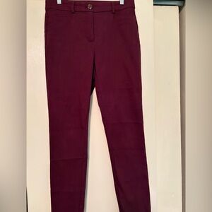 LOFT Maroon “The Sutton Skinny” Pant, 4 Tall, Curvy